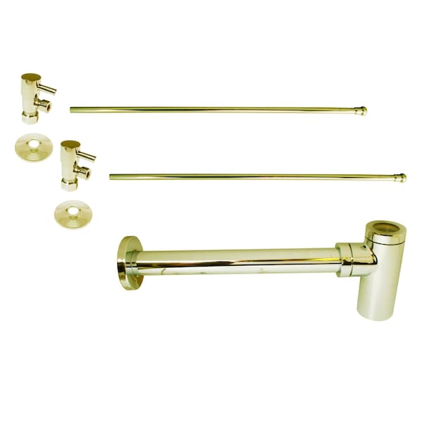 Westbrass Bottle Trap 1/4-Turn Lavatory Kit W/ Valves & Risers PB D1438QRL-01 - main